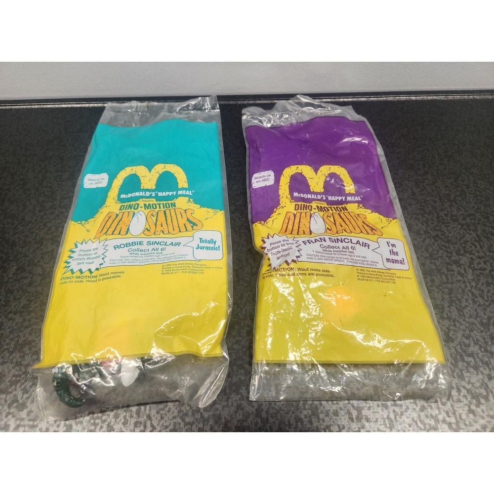 Vintage‎ 1992 McDonalds Happy Meal Dinosaurs Dino-Motion Robbie & Fran Sinclair